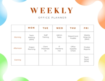 Free Weekly Office Planner Template to Edit Online