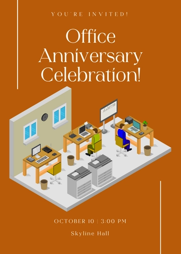 Free Office Anniversary Invitation Template to Edit Online