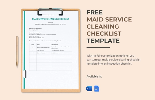 Maid Service Cleaning Checklist Template