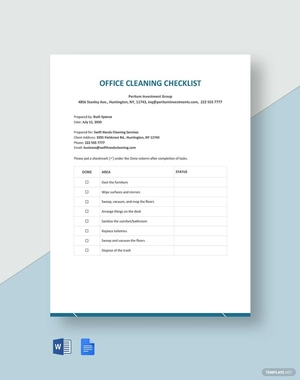 Office Cleaning Checklist Template