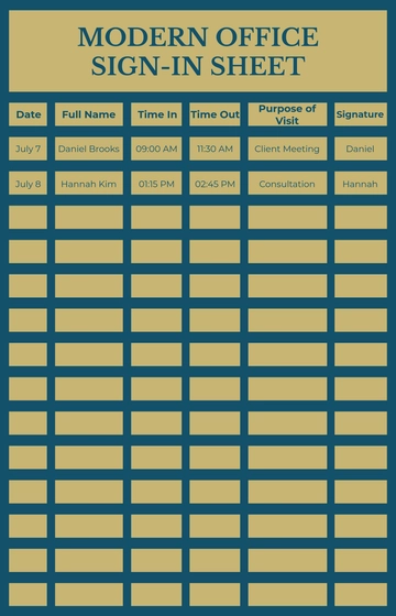 Free Modern Office Sign-In Sheet Template to Edit Online