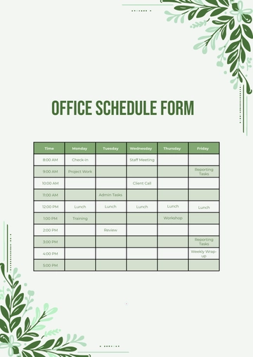 Free Office Schedule Form Template to Edit Online