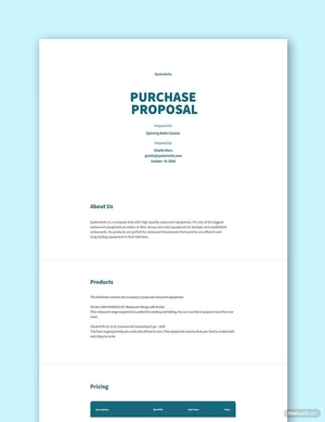 Purchase Proposal Template Purchase Proposal Template