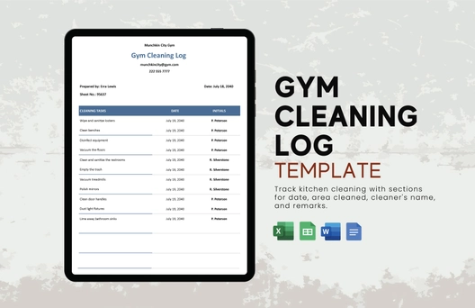 Gym Cleaning Log Template