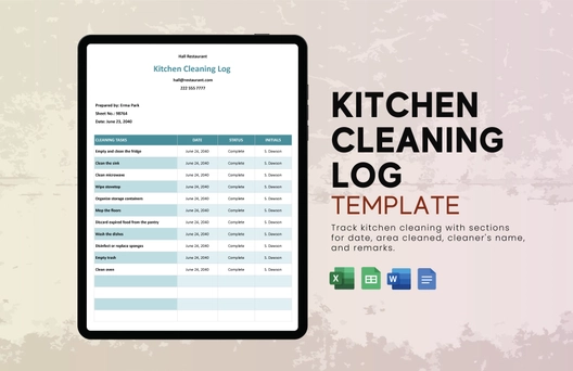 Kitchen Cleaning Log Template