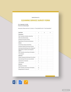 Cleaning Service Survey Form Template