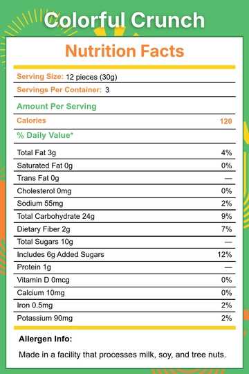 Free Creative Product Nutritional Label Template to Edit Online