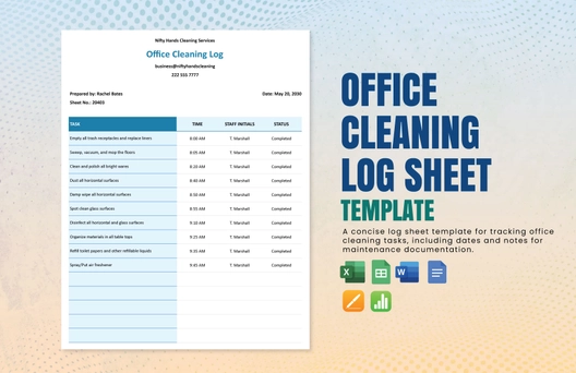 Office Cleaning Log Sheet Template