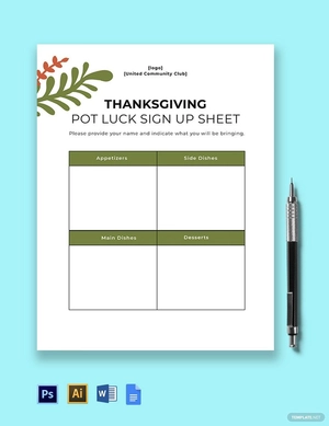 Thanksgiving Potluck Sign Up sheet Template Thanksgiving Potluck Sign Up sheet Template