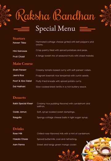 Free Professional Raksha Bandhan Menu Card Template to Edit Online Free Professional Raksha Bandhan Menu Card Template to Edit Online