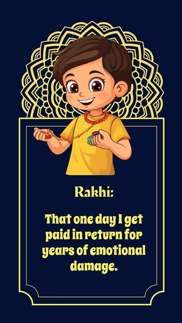 Free Gold Raksha Bandhan Meme Quote Template to Edit Online