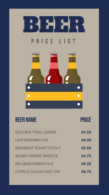 Free Beer Price List Template to Edit Online