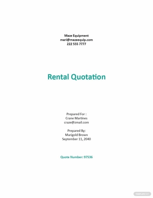Rental Quotation Sample Template