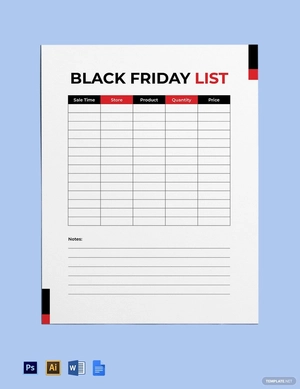 Black Friday List Template