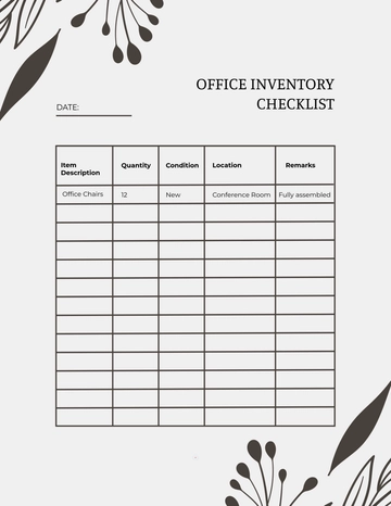 Free Office Inventory Checklist Template to Edit Online