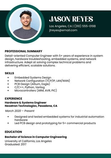 Free Computer Engineer Resume Template to Edit Online