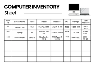 Free Blank Computer Inventory Sheet Template to Edit Online
