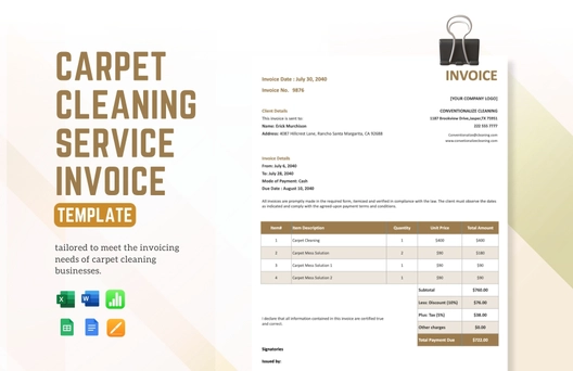 Carpet Cleaning Service Invoice Template