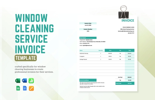 Window Cleaning Service Invoice Template