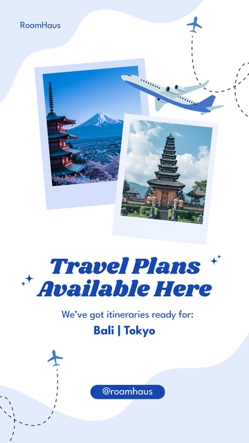 Free White and Blue Travel Instagram Story Template to Edit Online
