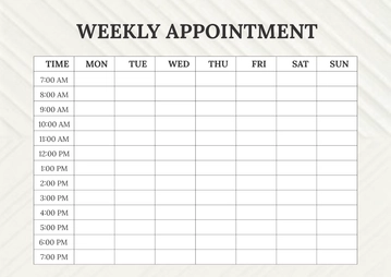 Free Weekly Appointment Template to Edit Online