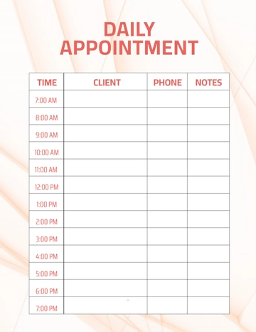 Free Daily Appointment Design Template to Edit Online