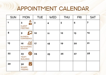 Free Professional Appointment Calendar Template to Edit Online
