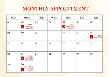 Free Monthly Appointment Template to Edit Online