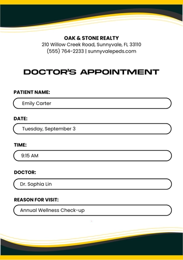 Free Doctor's Appointment Template to Edit Online