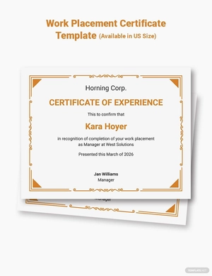Work Placement Certificate Template