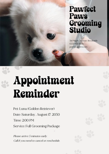 Free Creative Appointment Reminder Template to Edit Online