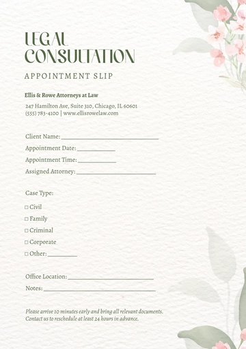 Free Aesthetic Legal Appointment Template to Edit Online