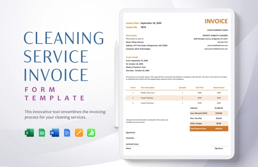 Cleaning Service Invoice Form Template