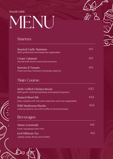 Free Food and Drink Menu Template to Edit Online