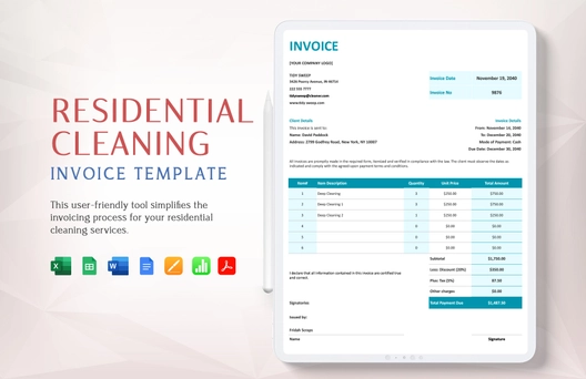Residential Cleaning Invoice Template