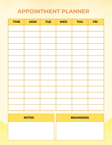 Free Yellow Appointment Planner Template to Edit Online