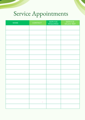 Free Green Service Appointment Template to Edit Online