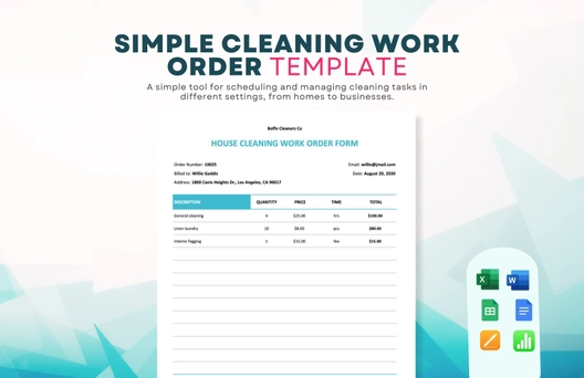 Simple Cleaning Work Order Template
