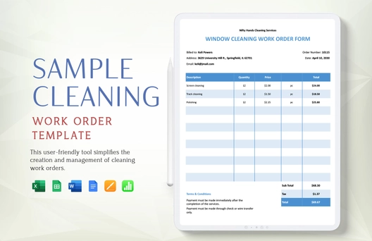 Sample Cleaning Work Order Template