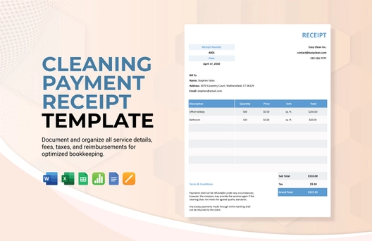 Cleaning Payment Receipt Template