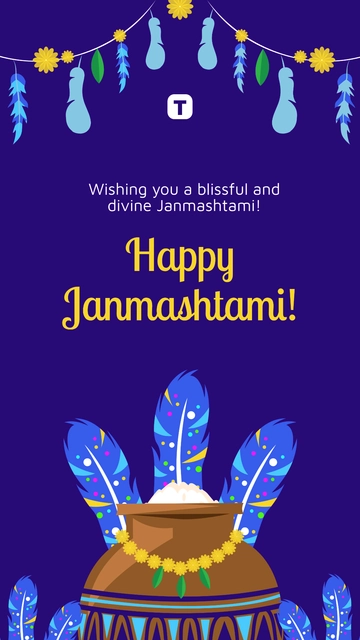 Free Happy Janmashtami Quotes Design Template to Edit Online
