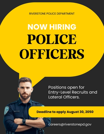 Free Professional Police Recruitment Flyer Template to Edit Online
