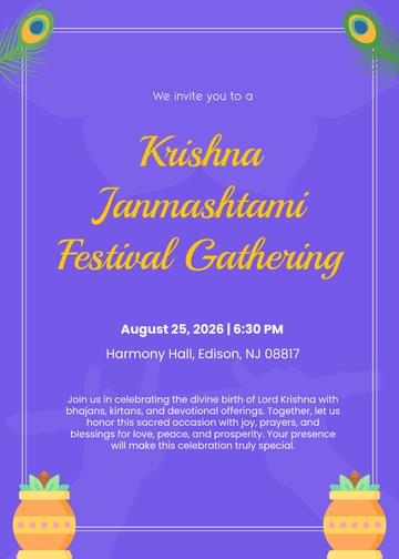 Free Shree Janmashtami Invitation Template to Edit Online