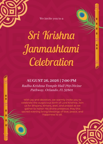 Free Janmashtami Invitation Template to Edit Online