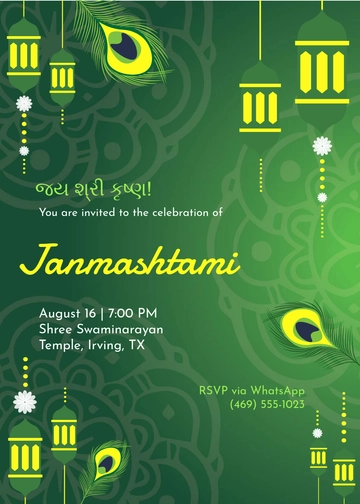Free Gujarati Janmashtami Invitation Template to Edit Online