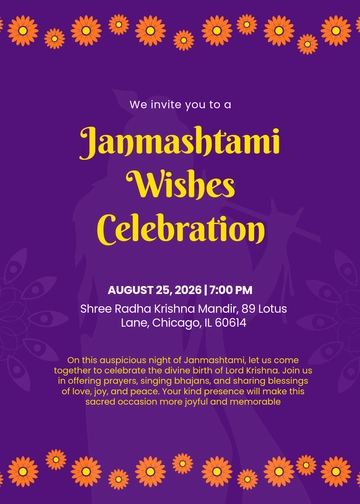 Free Janmashtami Wishes Invitation Template to Edit Online