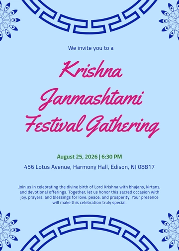 Free Colorful Janmashtami Festival Invitation Template to Edit Online