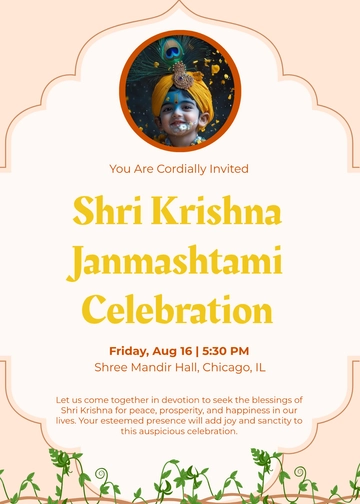 Free Traditional Janmashtami Invitation Template to Edit Online