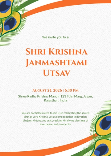 Free Indian Janmashtami Invitation Template to Edit Online