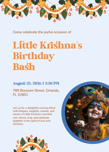 Free Cute Janmashtami Invitation Template to Edit Online